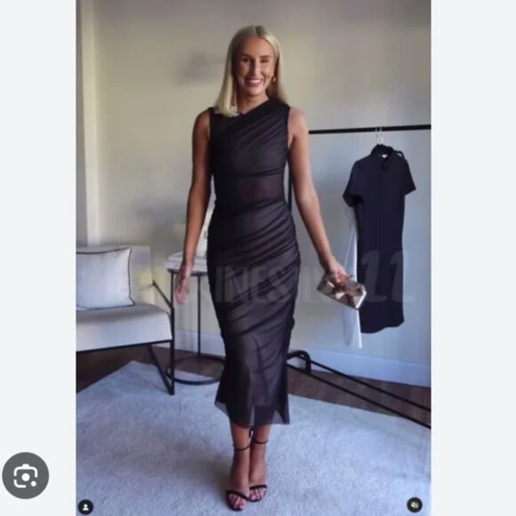 Zara Tulle Mixed Maxi Dress Black Grey Size Medium Blogger Fav - Picture 13 of 13